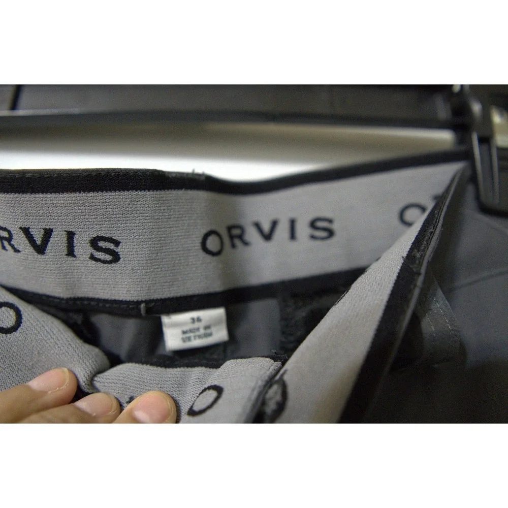 Orvis Mens Tech Performance Hiking Travel Pants Gray Size 36x32 Water Repellent